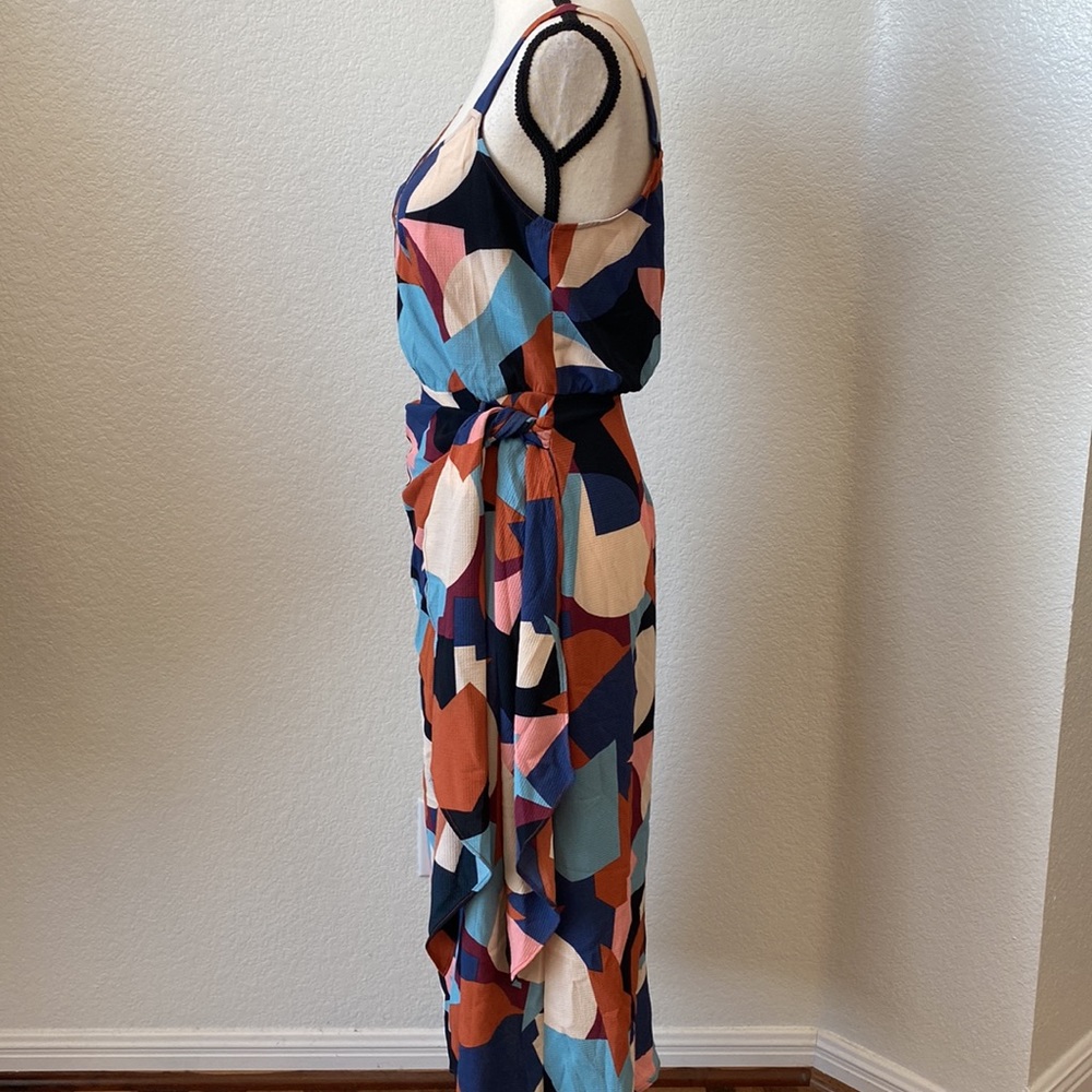 LUSH Nordstrom Geometric Print Side Tie Midi Wrap Dress Size Small - Picture 5 of 11